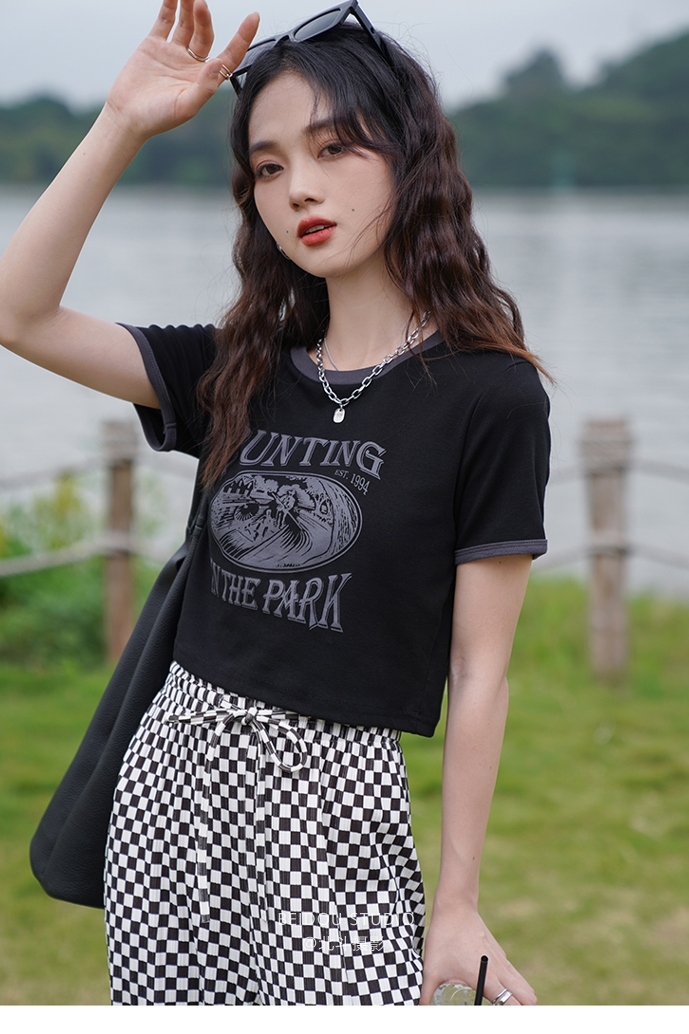 棋盘格裤子女宽松阔腿2022新款小个子高腰直筒休闲拖地黑白格子裤子